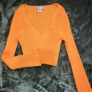 Forever 21 Bright Orange Ribbed Crop Top